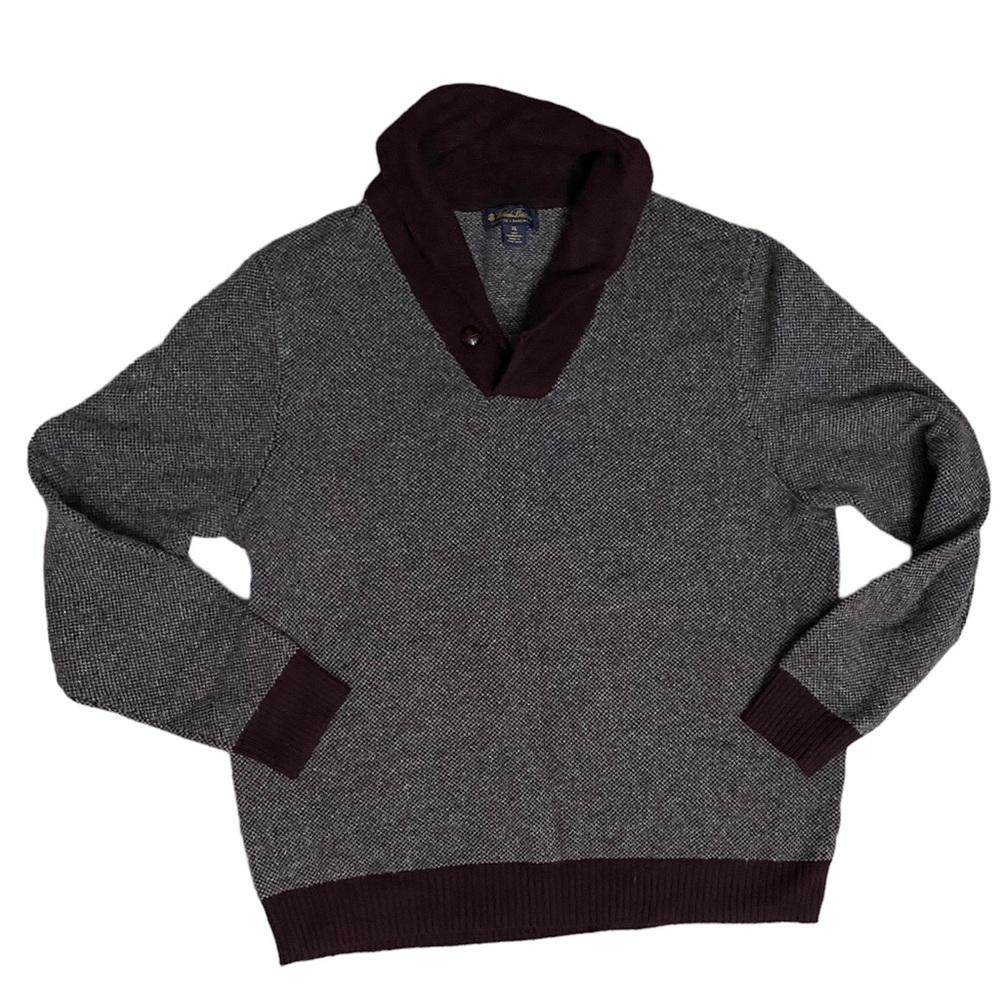 Brooks Brothers Sweater • 100% Scottish Lambswool • Gray & Maroon • Men’s Sz XL